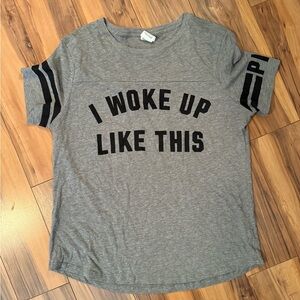 😴 💤 PINK Victoria’s Secret “I Woke Up Like This” Tee – Size Large